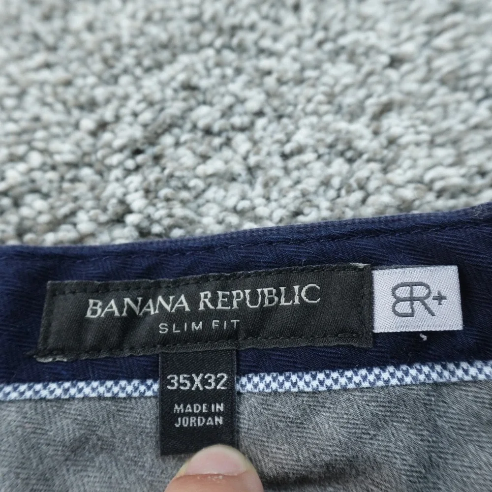 Banana Republic Pants Mens 35X32 Blue Slim Fit Wool Chino Dress Trouser Stretch